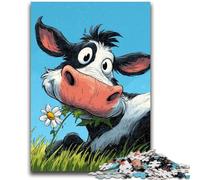 Cows on The Grassland Jigsaw Puzzles for Adults,Challenging Game And Family Play with Fully Interlocking Randomly Shaped Pieces (50x75cm)