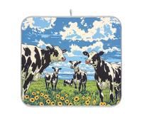 Cows on The Prairie Cartoon Anime dish mat dish drying pad for kitchen counter dish drainer mat for kitchen counter heat resistant kitchen mat 16 x 18