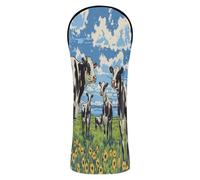 Cows on The Prairie Cartoon Anime Golf Head Covers Pu Leather with Number Tag for Driver Fairway Wood Hybrid