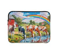 Cows Rainbow Blue Sky Laptop Sleeve 13-15.6 Inch Quilted Laptop Bag for Womoen Men