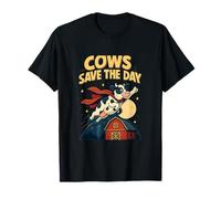 Cows Save The Day Superhero Cow Funny Farm Design T-Shirt