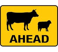 Cows Sheep Ahead Signs Outdoor, Uv Printed Aluminum 12 X 8 In, Weatherproof And Security Signs For Home Or Business
