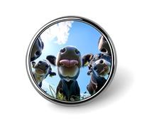 Cows Taste The Summer Round Pin Brooch Enamel Lapel Badges Jewelry Decor for Backpack Hats