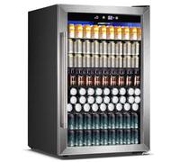 COWSAR - 4.5 cu.ft wine cooler, 37 bottle wine cooler, ETL approved freestanding wine refrigerator, 145 can beverage cooler with stainless steel reversible glass door