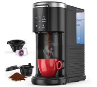 COWSAR Single Serve Coffee Maker, 2-in-1 K-Cup & Ground Coffee Brewer, 40 oz Water Tank, 5 Brew Sizes Up To 14 Oz, Black