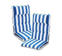 COWVIE 2 Pack High Back Patio Chair Cushions with Headrest, Fade-Resistant Flanged Outdoor Seat Cushions for Rocking Chairs, Adirondack & Dining Chairs, 120x52x6 cm, Blue Stripe