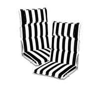 COWVIE 2 Pack High Back Patio Chair Cushions with Headrest, Fade-Resistant Flanged Outdoor Seat Cushions for Rocking Chairs, Adirondack & Dining Chairs, 120x52x6 cm, Black Stripe