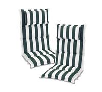 COWVIE 2 Pack High Back Patio Chair Cushions with Headrest, Fade-Resistant Flanged Outdoor Seat Cushions for Rocking Chairs, Adirondack & Dining Chairs, 120x52x6 cm, Green Stripe