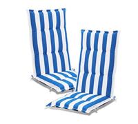 COWVIE 2 Pack High Back Tufted Patio Chair Cushions, Fade-Resistant Outdoor Seat Cushions for Rocking Chairs, Adirondack & Dining Chairs, 120x52x6 cm, Blue Stripe