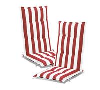 COWVIE 2 Pack High Back Tufted Patio Chair Cushions with High-Density Foam Fill, Fade-Resistant Outdoor Seat Cushions for Rocking Chairs, Adirondack & Dining Chairs, 120x52x6 cm, Red Stripe