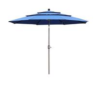 COWVIE 3M Patio Umbrella, Outdoor Table Umbrella, Market Umbrella with 3 Tier, Blue