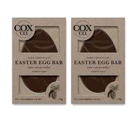 Cox&Co. - 2 x 70g Medium Flat Easter Egg Bars | 85% Single Origin Dark Chocolate and Raw Cacao Nibs | Easter Gift For Adults | Natural Roasted Raw Cacao Nibs | Vegan Friendly