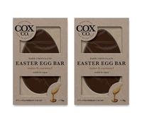 Cox&Co - 2 x 70g Medium Flat Easter Egg Bars in 47% Dark Single Origin Chocolate and Miso & Salted Caramel - Vegan Easter Egg Bar - Luxury Easter Gift For Adults