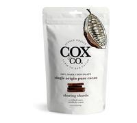 Cox & Co Chocolate - 100% Pure Cacao Sharing Shards 120g - 1 x 120g Sharing Shards - Plant Based - Small Batch - Premium Single Origin Chocolates