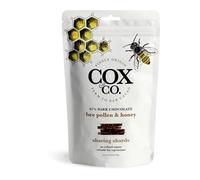 Cox & Co Chocolate - 85% Single Origin Dark Chocolate with Raw Cacao Nibs - 1 x 120g Sharing Shards - Plant Based - Small Batch (61% Bee Pollen and Honey Sharing Shards Pouch 120g)