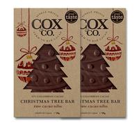 Cox&Co. Christmas Chocolates - 2 x 50g Raw Cacao Nibs 85% Dark Chocolate Christmas Tree bars in a Gift Box - Luxury Single Origin Colombian Cacao - Sustainable Gifts