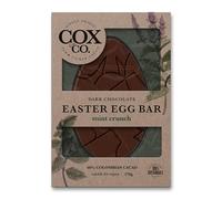 Cox&Co. - Large 60% Mint Crunch Single Origin Dark Chocolate Easter Egg Bar 140g - Easter Gift For Adults and Children - English Peppermint Oil - Suitable For Vegans