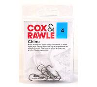 Cox & Rawle Chinu Hook - Extra Strong High Carbon Steel Hook with Forged Offset Bend - Black Nickel Finish, Up-Eye - Ideal as a Top Pennel Hook for Peeler Crab and Soft Baits (Size 4)