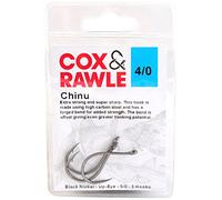 Cox & Rawle Chinu Hook - Extra Strong High Carbon Steel Hook with Forged Offset Bend - Black Nickel Finish, Up-Eye - Ideal as a Top Pennel Hook for Peeler Crab and Soft Baits (Size 4/0)