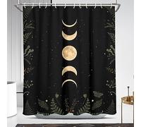 Coxila Moon Shower Curtain Gothic Goth Celestial Witchy Spooky Dark Black Galaxy Star Space Whimsigoth Whimsical Hippie Trippy Cool Cute Moody Fun Bathroom 60 x 72 Inch Polyester Fabric 12 Pack Hooks