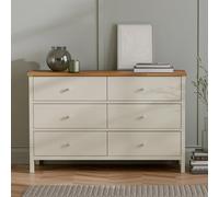 Coxmoor Chest - 6 Drawer - Wide - Ivory Painted - Oak Top