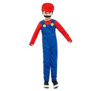 COXNSXX Plumber Brothers Costume Boy/Adult Dress Up Costume with Mustache and Hat for Carnival and Cosplay, Red and Green, S/M/L/XL