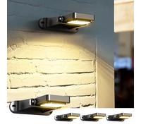 COXSENI Solar Wall Lights 4 Pack, Solar Deck Lights Outdoor Waterproof, Dusk to Dawn Solar Fence Lights, Solar Patio Lights Warm/Cool White & RGB Mode for Railing Yard Pathway