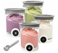 Coxyzoxy 4 Pack Creami Deluxe Tubs for Ninja Swirl by CREAMi Soft Serve & Ice Cream Maker NC701UK NC700UK NC701 Series, BPA-Free, Freezer & Dishwasher Safe, 16oz Swirl Extra Tubs Containers(Grey)