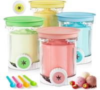 Coxyzoxy 4 Pack Creami Deluxe Tubs for Ninja Swirl by CREAMi Soft Serve & Ice Cream Maker NC701UK NC700UK NC701 Series, BPA-Free, Freezer & Dishwasher Safe, 16oz Swirl Extra Tubs Containers(4 Colors)