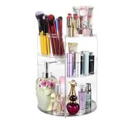 Coyaho 360° Rotating Makeup Organizer, Spinning Bathroom Organizer Countertop, Cosmetic Organizer Makeup Holder Shelf, Make Up Organizers and Storage for Bedroom, Transparent