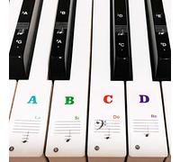 Coyaho Multicolor Piano Keyboard Stickers for 88/61/54/49/37 Key, Bold Large Letter, Removable, Waterproof, Plastic, Musical Notes