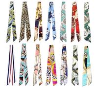 Coyanyu 14 Pieces Handbag Scarf, Satin Silk Fashion Ladies Scarves, Handle Wrap Ribbon Narrow Handbags Handle Bag Strap Hair Neckerchief Scarf for Women