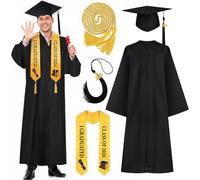 COYBTO Graduation Gown Adults Set,Unisex Graduation Gown Cap Tassel Stole Adults 2025 Set,Graduations Cap 2025 for High School College Bachelor Graduates (S)