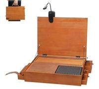 COYEUX Model Making Workbench, Wooden Model Building Workstationwith Led Light And Storage Drawer, Wooden Craft Assembly Desk For Scale Model Hobby Diy Projects