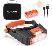 COYLAPY Magnifying Glasses with Light for Close Work, Rechargeable Headband Magnifier 1.5X-3.5X Magnifying Headset with 4 Lenses, Storage Case, Jewelers Optivisor Loupe Visor for Reading,Crafts,Hobby