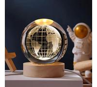 Coyoohouse 3D Earth Globe Crystal Ball, Laser Engraved Planet Model Astronomy Sphere Decor, 2.4" Paperweight Crystal Universe Gifts for Kids, Space Model Collectors