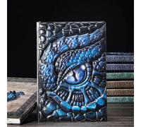 Coyoohouse Handmade 3D Dragon Eye PU Leather Journal, Embossed Notebook with Lined Paper, Perfect for Dragon Lovers, DnD Players, Hardcover Travel Notepad for Writing, Sketchbook, Collection, Gift A5