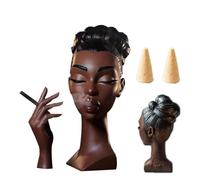 Coyoohouse Head Incense Burner Black Woman Design - Resin Craft Aromatherapy Holder for Modern Home Decor - Unique Gifts for Christmas, Mother's Day & Stylish Living Spaces (Black, Small)