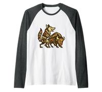 Coyote and The Buffalo Native American Legend of Wisdom Raglan Baseball Tee