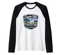 Coyote Hills California Scenic Badge Design Raglan Baseball Tee