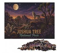 Coyote howling at the moon in Joshua Tree Jigsaw Puzzle, 1000 Pieces | Image-area sorting - an activity that can be paused and resumed in spare time.