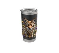 Coyote Surrounded By American Pasque Flower Stainless Steel Insulated Tumbler