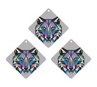 Coyote, Wolf Beast Car Air Freshener, 3 Pcs Rhombus Hanging Air Freshener Cards, Long Lasting Fragrance Scented Cards for Car, Home, Office White-style