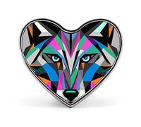 Coyote, wolf beast Snow Mountain Penguin Lapel Pin - Heart Shape Brooch Pins for Men & Women Suit Accessories, 1" Lightweight Enamel Lapel Pins Buttons for Backpacks, Hats, Bags, Lanyards