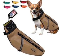 CoyoteVest Dog Harness Protection Vest, Reflective Dog Accessories with Spikes to Shield Your Pet from Raptor and Animal Attacks, Proudly Made in America (Large, Texas Tan)