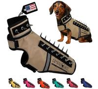 CoyoteVest SpikeVest Dog Harness | Stab-Resistant Protective Vest | Coyote Vest for Dogs | Defends Against Coyotes, Dogs, Birds of Prey | Reflective Safety, Made in USA (XXS-Texas Tan)