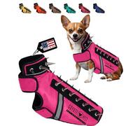 CoyoteVest SpikeVest Dog Harness Vest for Small Dogs, Reflective Dog Vest with Spikes to Shield Your pet from Coyotes, Raptor and Animal Attacks, Anti Hawk Vest, Made in USA (XXS-Pink)