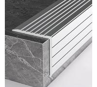 COYOUCO Aluminium Stair Nosing 90cm Stainless Steel Look - Anti-Slip L-Shaped Edge Trim Step Protector for Indoor Outdoor Stairs,60x60mm Thick 1.5mm