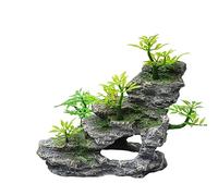 COYOUCO Aquarium Mountain View Stone Ornament Tree Rock Cave Landscape, Large Aquarium Ornament Rock Artificial Fish Tank Decoration,D