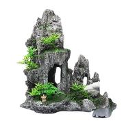 COYOUCO Aquarium Mountain View Stone Ornament Tree Rock Cave Landscape, Large Aquarium Ornament Rock Artificial Fish Tank Decoration,B